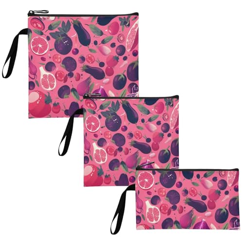 Red Vegetable 3-Pack Reusable Sandwich Snack Bag Multi-Use Emergency Food Bag for Kids Students Adults Food