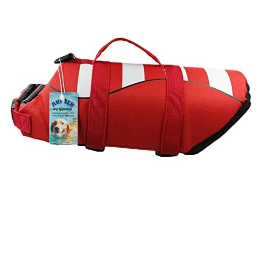Chaleco Salvavidas para Perros,Flotador Perro Chaleco de Natación con Asa Dog Lifejacket Mascotas de Natación Ajustable para Pet Vest Piscina,Nadar,Surf,Navegar,Playa,Vela,Kayak,Canoa (Small, Rojo