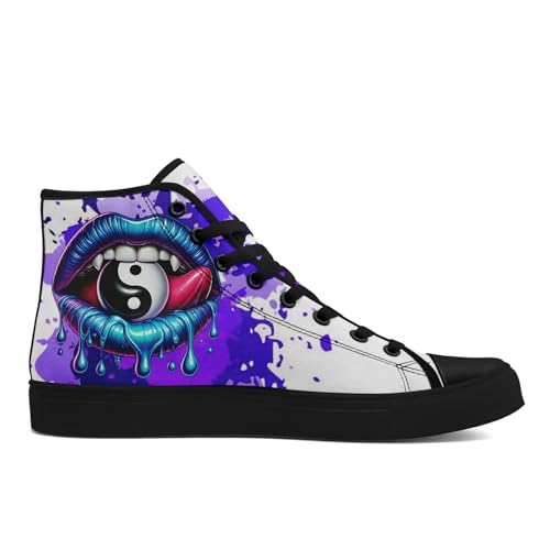 Women High Top Canvas Sneakers Casual Trainers Classic Walking Shoes Gothic Flat Shoes3