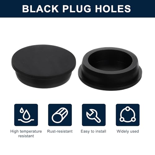 Image of uxcell 2 Pcs Black Plug Holes, Waterproof Rubber Button Plug for 51mm / 2.01 inch Hole