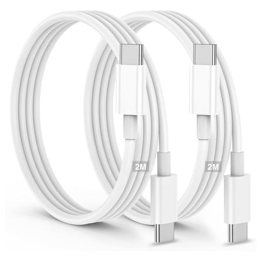 Pack de 2 cables USB C 2 m a cable USB-C carga rápida 4.0 cargador 60 W tipo C cable para iPhone 16 15 Samsung S25/S24 Ultra A55 A35 iPad Air MacBook Pro Google Pixel 9/8/Xiaomi Switch PS5 (WHITE)