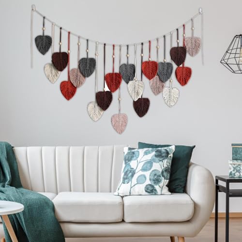 Tapisserie macramé plumes faite main Mimoqk décoration bohème - 3