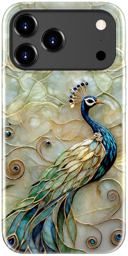 Image of Goodon for iPhone 17 Pro Max Case Cute - Wireless Charging Compatible - Dual-Layer Hard Shell + Silicone Cover - Protective Phone Case with Trendy Designs for Women - Peacock and Flower
