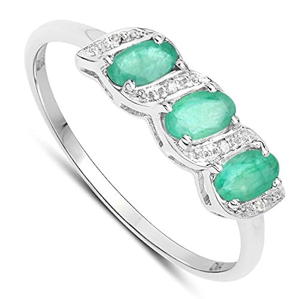 La Collezione Diamante di Smeraldo: Anello 9ct Oro Bianco di compromesso Eternità di Smeraldo e Diamanti, misura dell'anello 6,8,9,10,11,12,13,15,16,17,19,20,21,22,24,25,26