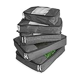 TravelWise Packing Cube System - Durable 5 Piece Weekender Plus Set (Silver)