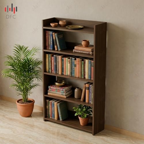 Image of DFC Element Crysta Shelf for Home, Living Room & Bedroom | Engineered Wood Storage Shelf with Open Display Design | Space Saving Organizer for Books, Decor & Daily Essentials (Espresso, 4 Level)