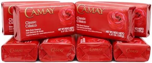 Camay Classic Bar Soap, Rose Essence, 8-Pack of 4.41 Oz Each Soap, 8 Bar Soaps.