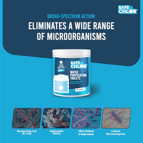 Image of Water Tank Cleaning Tablets | Water Purification Chlorine Tablets for Tank 1 Tablet for 6000 Liters | 30 Tabs