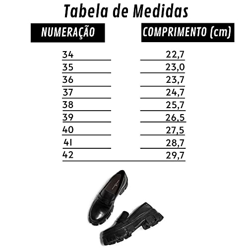 Sapato Feminino Mocassim Tratorado Em Couro (41, Preto)