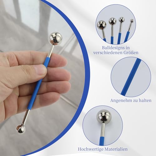 Werkzeug Schaber Kit Fugenglätter Set, 4 Stück Metallkugel Abzieher und 5 Stück Silikon Fugenglätter, Silikonfugen abzieher Caulking Werkzeug Kit Fugenglätter Set für Badezimmer, Küchenfliesen