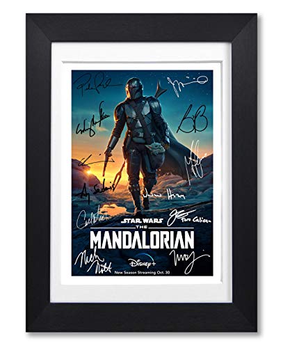 Image of The Mandalorian Season 2 Cast Signed Autograph A4 Poster Photo TV Show Series Framed Memorabilia Gift Star Wars (Season 2, A4 Black Framed & Mounted)