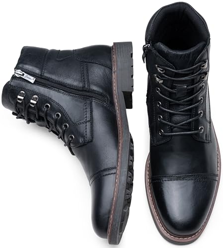 Jousen Mens Boots Leather Retro Dress Boot Cap Toe Casual Motorcycle4