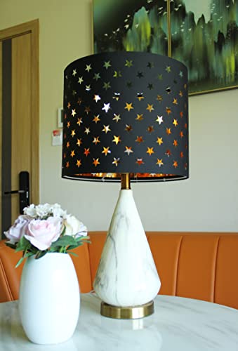 Star Drum Lamp Shades For Table Lamps Floor Lamp & Pendant Light Shade Unique Black With Gold Lamp Shade For Bedside Lamp Fit Uno Fitter & Spider #TOP7
