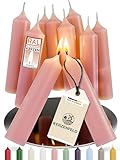 Kerzenfeld Velas de varilla, 10 unidades de 100 x 22 mm, 2 veces sumergidas, larga duración de combustión de 4 horas, calidad de fabricación alemana, certificado RAL y sin goteo (rosa)