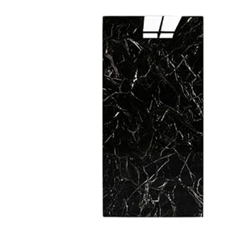 10Pcs Marble Tile Stickers,60 x 30cm Self Adhesive Wall Tiles,Stick On Tiles for Bathroom,Decorative Waterproof Self Adhesive Tile for Walls Bathroom/Kitchen/Living Room/Bedroom(Black)