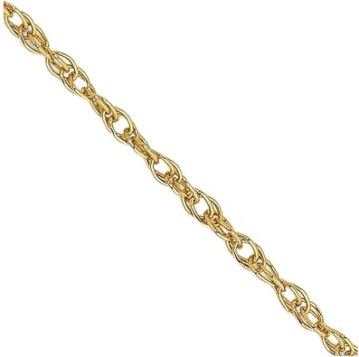 Rope Chain Necklace 14K Yellow Gold Womens 16 in 0.8 mm