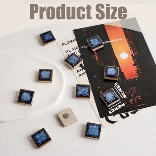 12 peças de ímãs de geladeira de peças de cerâmica degradê preto-azul adequados para fotos e anotações em escritórios, cozinhas, armários de armazenamento, geladeiras, armários de armazenamento e