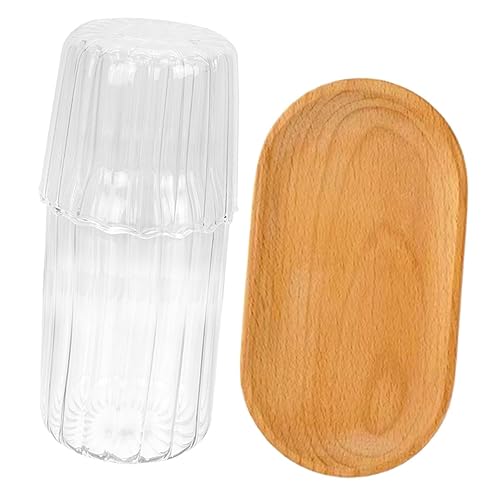 Ciieeo 1 Set Transparent Water Carafe with Tray Multi Functional Pitcher for Cold Drinks for Nightstand Use for Tea Juice and Water Serving Capacity