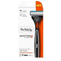 Schick - Quattro Titanium 4 Kit for Men |1 Handle with 2 Refills | Titanium & Diamond Coated Blades