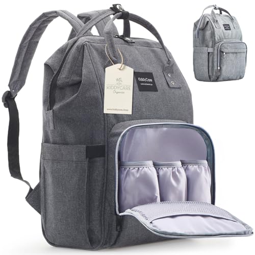 Image of KiddyCare Baby Diaper Bag Backpack, Unisex Travel Baby Backpack Diaper Bags, Boy & Baby Girl Diaper Bags for Newborn (Slate)