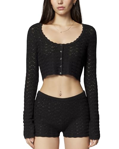 florence by mills Women's Le Pointelle Cardigan Sweater