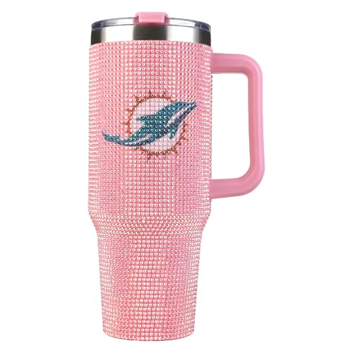 Image of The Memory Company Officially Licensed 40oz Pink Bling Game Day Tumbler, Miami Dolphins