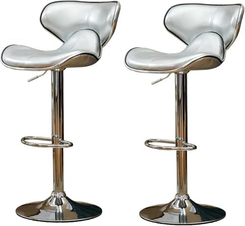 DZYHFCO Taburete de bar de altura ajustable, silla giratoria de montaje simple, silla de tienda giratoria de 360 grados, juego de 2 (plateado)