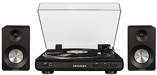 Image of Crosley KT400A-BK Fully Automatic Bluetooth 2-Speed Turntable Record Player with S100A Stereo Speakers, Black
