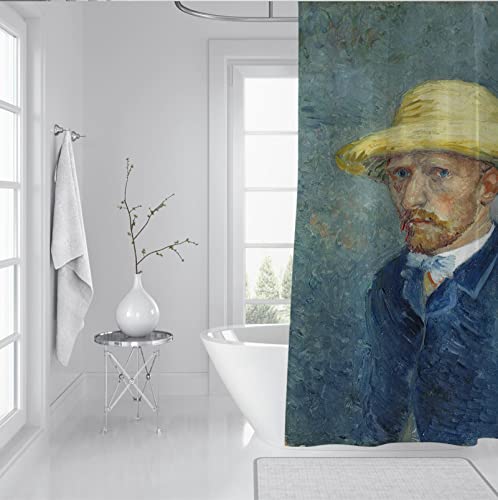 Rideau de douche lavable en machine bleu jaune imperméable - 4