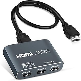 4K@60HZ HDMI Switch 3 in 1 out, Aluminum HDMI Switcher 4K with 1.2M HDMI Cable, 4K HDMI Switch Box Supports HDCP2.2, HDR10, 18Gbps, for Fire Stick, PS5/4, Game Consoles, Roku, PC