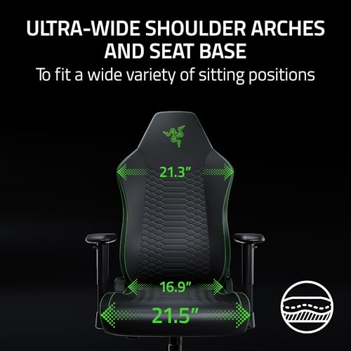 Image of Razer Iskur V2 X NewGen Ergonomic Gaming Chair - Built-in Lumbar Support, Cooltouch Gen-2 EPU Leather, Ultra-Wide Seat Base, Adjustable 152 Degree Recline, Foam Cushions - Black /Green