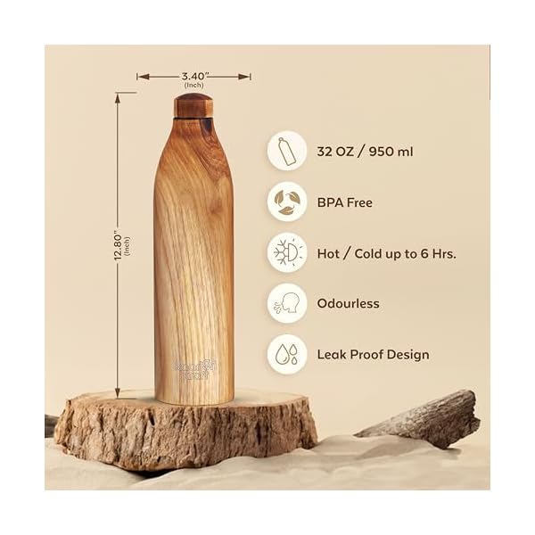 Copper Wooden Water Bottle | BPA Free | 32oz Water Bottle | Leak-Proof & Odorless | Perfect for Bottled Water Enthusiasts with a Sense of Humor - Image 3