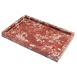 Luxuriöses rotes Marmor-Tablett – 30 x 20,1 cm, natürlicher massiver Stein, Schminktisch für Badezimmer, Küche, Couchtisch, Schmuck, Make-up, Kommode, elegante Heimdekoration und Geschenk