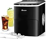 Advwin Ice Maker Machine, 12KG Countertop Icemaker with 9 Cubes Makers in 6 Mins, 26lbs/24H, 2 Sizes of Ice, Fast Freeze, Scoop & Removable Basket, Portable Ice Machine for Home/Office/Kitchen/Bar