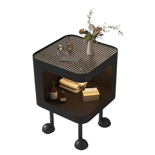 Table de Chevet avec Compartiment Ouvert Meuble d'Angle Noir - 5