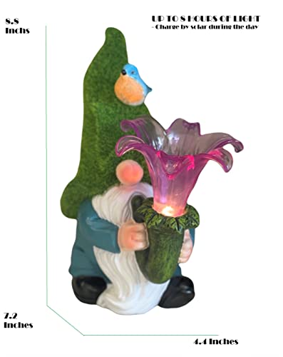 Garden Gnome Statue | Waterproof Solar Power Led Decoration Resin For Patio, Yard, Home| Easter, Wedding, Halloween, Thanksgiving Christmas Gnomes Outdoor Figurine, Blue And Green (Lv22726) #TOP1