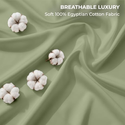Image of SGI bedding 100% Egyptian Cotton Sheets Full XL Size - 600 Thread Count Sheets Set, Soft, Cooling, 15 inch Deep Pocket, Luxury Hotel Bedding, Breathable, Durable - Moss