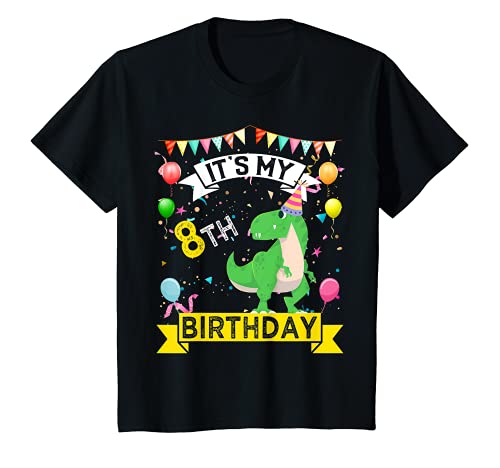 Niños It's My 8th Birthday Dinosaur T-rex Cool Cumpleaños Niño Niña Camiseta