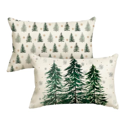 Artoid Mode Kiefern Bäume Schneeflocken Weihnachten Kissenbezüge 2er...