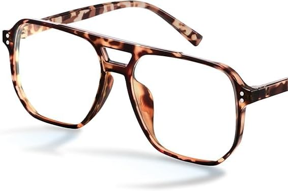 livho Vintage Aviator Blue Light Blocking Glasses, Fashion Oversized Frames with UV Protection Coating, Unisex Design - Amazon product rated Grade B