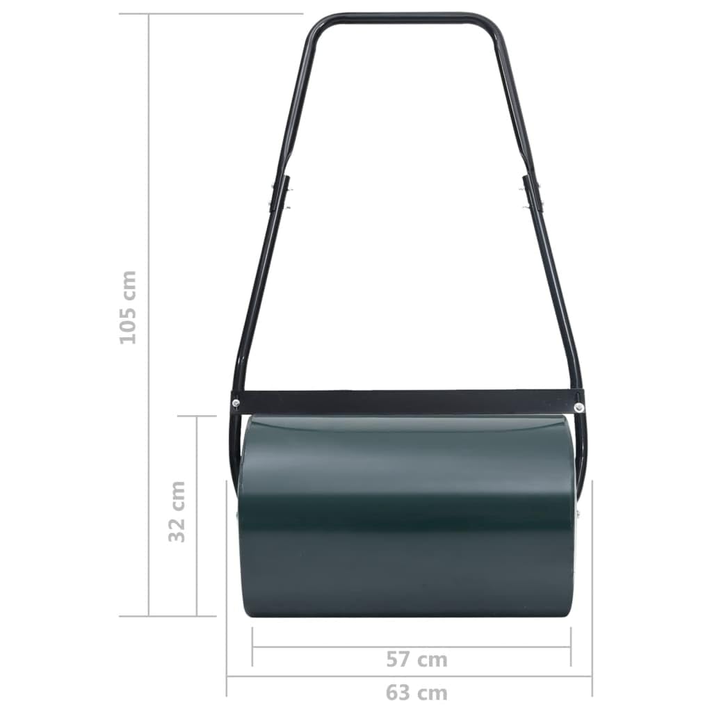 vidaXL Rodillo para Césped Manual Campo Aireador Jardín Patio Exterior Abonar Césped Nivelar el Terreno Irregular Duradero Verde y Negro 63 cm 50 L