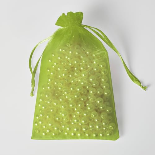 Image of YHJZ 100PCS Organza Bags, 4x6 inches (10x15cm) Small Mesh Bags Drawstring, Olive Green Jewelry Gift Pouches for Jewelry, Party Favor, Candy, Fruit Protection Bags