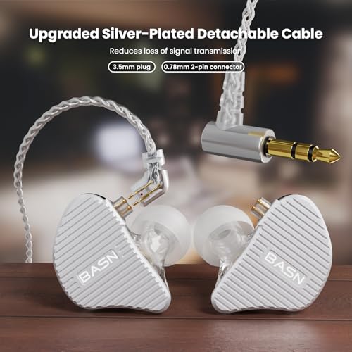 Image of BASN Mix-PD in Ear Monitor,Planar Driver+Dynamic Driver 2-Pin Cable,Silver | Two Mixed Drivers IEM with CNC Crafted Metal Cover, Wired Detachable 0.78mm 2-Pin Silver Plated OFC Cable for Musicians