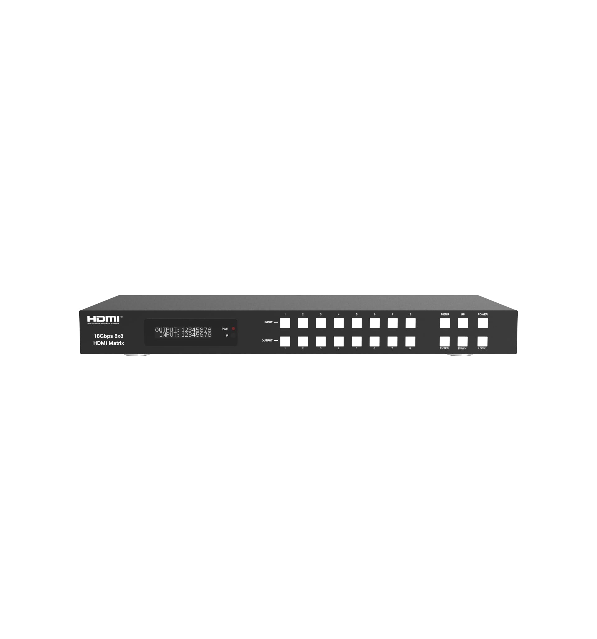 Commutateur matriciel HDMI 8x8 4K avec rétrogradation, ARC, HDR10+, HLG, Dolby Vision, Atmos. Prise en charge 4K @ 60Hz pour SkyQ UHD