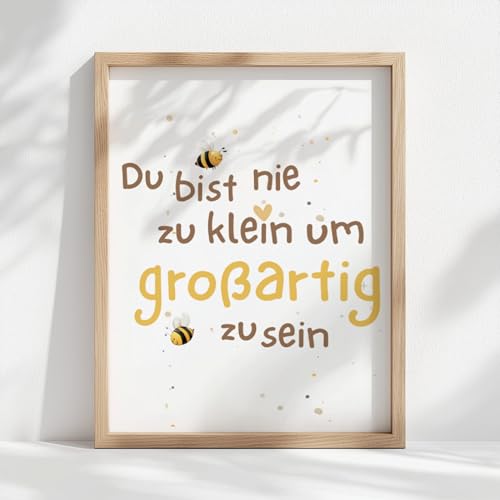 Generisch Zestaw 3 plakatów do pokoju dziecięcego – obrazy ścienne do pokoju dziecięcego z uroczym powiedzeniem i motywami zwierzęcymi (niedźwiedź i pszczoła – nie jesteś zbyt mały, aby być świetnym