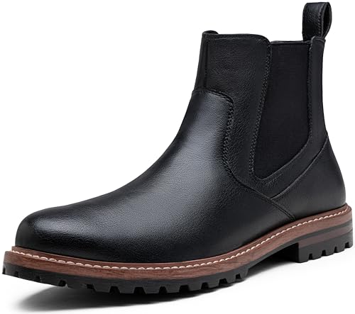 Image of Jousen Chelsea Boots Casual Slip On Ankle Waterproof Mens Boots(AMY8406 black 10.5)