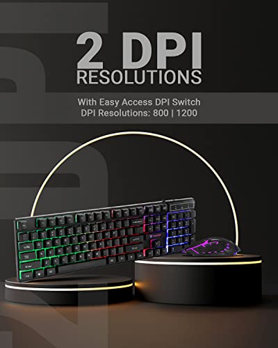 RAEGR RapidGear X30 Wired Gaming Keyboard and Mouse Combo 1200 DPI, LED Rainbow Backlit, Floating Keycaps with Breathing Lights Effect, Plug & Play... - Image 5