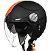 Produktbild O-Mirechros Jet Helm Moycle Jethelm Retro Personalisierte Motorrad Doppel Visor Helm Moto Helm DOT Orange Alpha XL