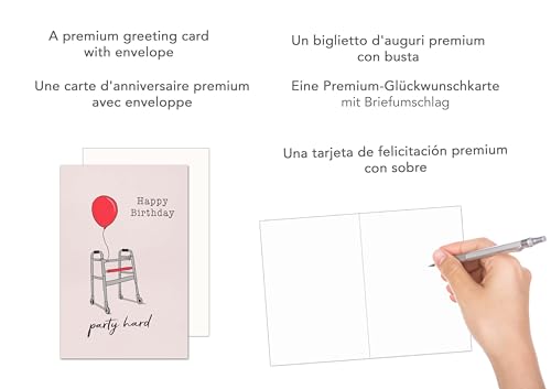 Edition Seidel Kartka urodzinowa premium z kopertą, kartka z życzeniami z wesołym sentencją Happy Birthday, mężczyzna, kobieta, chodzik (G3628 SW024)