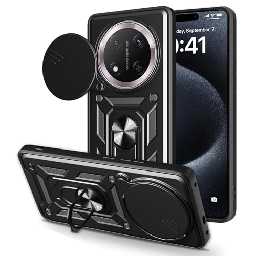 Loyhee Hülle für Honor Magic 7 Lite 5G (6.78\"), Kameraschutz Handyhülle mit 360 Grad Ring Ständer Weich TPU Bumper Stoßfest + Hart PC Rückseite Kratzfest Tough Armor Schutzhülle - Schwarz Loyhee Hülle für Honor Magic 7 Lite 5G (6.78\"), Kameraschutz Handyhülle mit 360 Grad Ring Ständer Weich TPU Bumper Stoßfest + Hart PC Rückseite Kratzfest Tough Armor Schutzhülle - Schwarz